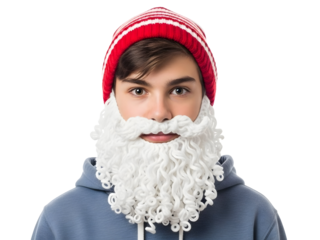 Funny Santa Claus Portrait with Ramen Noodle Beard Christmas Festive Joy