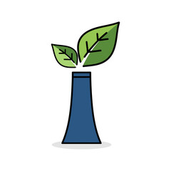 green energy innovation a concept featuring a modern power plant emitting leaves symbolizing eco-friendly technology and a sustainable future