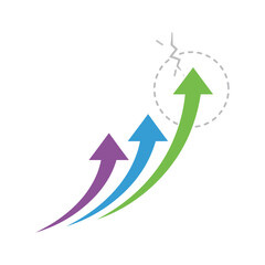 growth chart with arrows indicating progress representing exceeding expectations and breaking limits perfect for illustrating business strategy  success