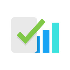 Growth chart with check mark conveying success perfect for illustrating business progress reports data analysis and positive results modern and clean design.