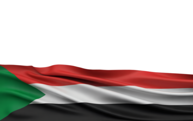 Waving colorful flag of Sudan with copy space above for patriotic celebration, national pride, and global unity in international partnerships