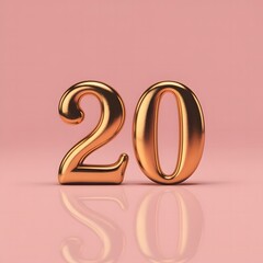 Elegant Gold 2 Percent Symbol in 3D Style on Soft Pink Background for Discount and Promotional Designs
