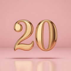 Elegant Gold 2 Percent Symbol in 3D Style on Soft Pink Background for Discount and Promotional Designs
