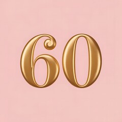 Elegant Gold Number 60 Design on Soft Pastel Background for Milestone Celebration or Anniversary Theme
