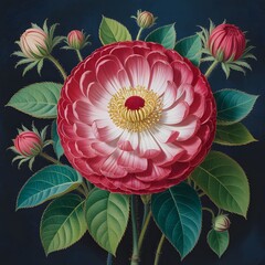 Elegant Pink and White Dahlia Flower in Full Bloom with Intricate Petal Details and Botanical Garden Aesthetic
