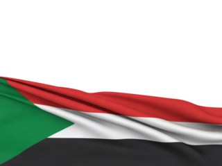 Stunning Sudanese flag waving gracefully with copy space above, a symbol of national pride and unity, perfect for patriotic themes and events