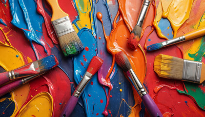 Splashes of colored paints