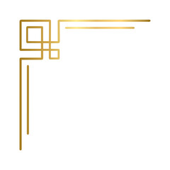 Golden geometric corner border doodle.  Vintage decorative angle frame, Wedding design elements, decoration. Hand drawn vector illustration isolated on a transparent background