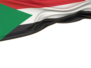 Elegant flowing Sudan flag rendered with realistic fabric texture with copy space below, perfect for patriotic themes and national pride designs