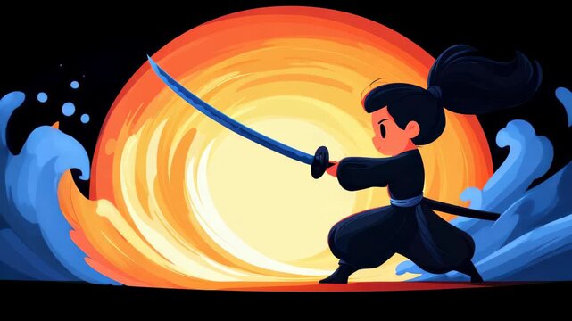 Warrior's Resolve: A determined warrior, illuminated by a brilliant sun, embodies focus and discipline. A fusion of ancient techniques with modern artistry.
