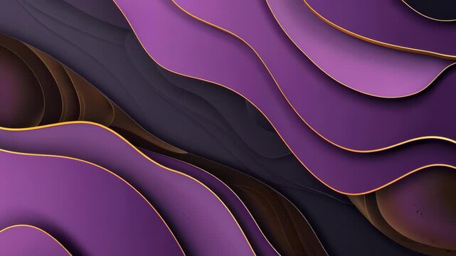 Abstract Elegance: a layered purple and gold design with graceful, flowing shapes creates a sense of sophistication and artistic depth, the interplay of colors and textures adds visual interest. 