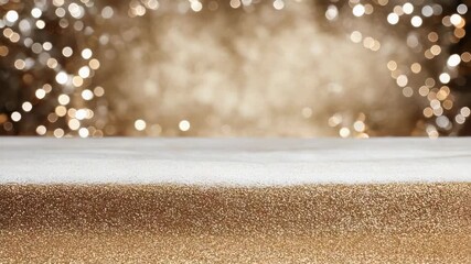 Sparkling gold glitter golden surface with soft bokeh lights creating warm festive sparkle - Powered by Adobe