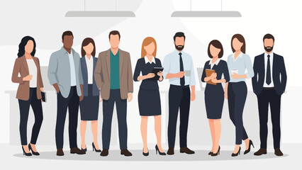 Fototapeta premium Confident and diverse corporate team of men and women standing together, representing a strong and collaborative workforce ready for success and professional achievements