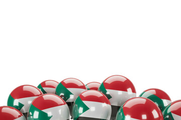 Celebrate Sudan with these festive flag orbs with copy space above, perfect for national holidays and patriotic displays, a vibrant touch!