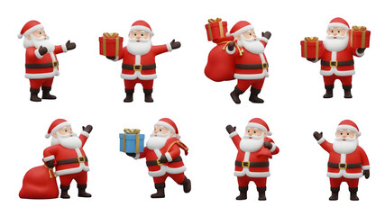 Cartoon Santa Claus Collection with Gifts and Poses