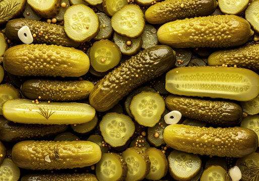 Texture of tasty pickled cucumbers as background