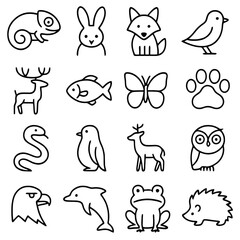 Obraz premium Animal Icon Set: A captivating collection of meticulously crafted animal icons, each one a testament to the beauty and diversity of the animal kingdom.