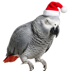 Obraz premium Christmas Parrot Festive Bird Wearing Santa Hat Holiday Season Pet