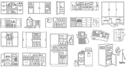 organized storage solutions depicting pantry organization open cupboards containing food  household items promoting home organization and efficient living