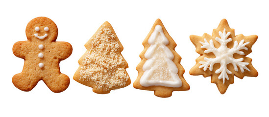 Assorted Christmas Cookies Including Gingerbread and Tree Shapes