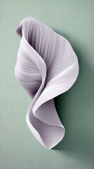 Fototapeta premium Abstract Paper Sculpture Floating on Green Background