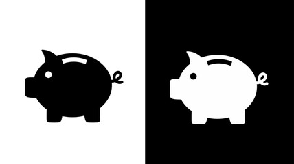 Piggy Bank Saving Money Finance Icon Symbol Black White Contrast