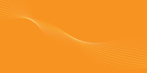 abstract creative blend dot particle wave technology design on orange.