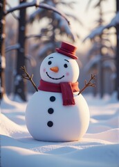 Fototapeta premium muñeco de nieve, navida, nieve, de invierno, vacaciones, vector, gorros, catarro, copo de nieve, ilustración, cardar, decoraciones, celebraciones, bufanda, ciclos, árbol, dibujos animados, diciembre