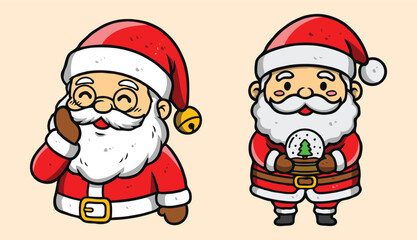 Cute Chibi Santa Claus Cartoon Vector for Christmas and Holiday Design