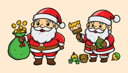 Cute Chibi Santa Claus Cartoon Vector for Christmas and Holiday Design