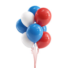 Balloons, Red White and Blue, Isolated on White