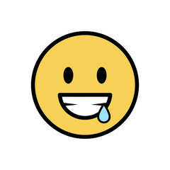 Fototapeta premium Salivating face emoji expressing craving cartoon emoticon with a drool perfect for illustrating humor hunger anticipation or reactions in digital communication.