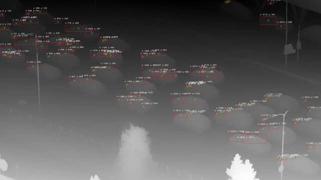 Grayscale abstract representation of a crowd using a thermal-style gradient, symbolizing density, data visualization, or conceptual human flow.
