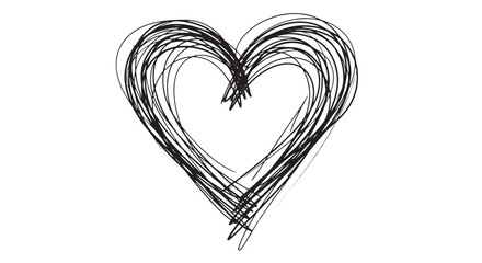 Hand drawn sketch of overlapping lines forming a modern heart illustration.