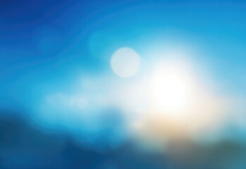 Beautiful blue sky background with bright sun light glow, soft gradient, and dreamy bokeh effects. Abstract sunshine and ocean inspired design element for creative, corporate, or nature projects.