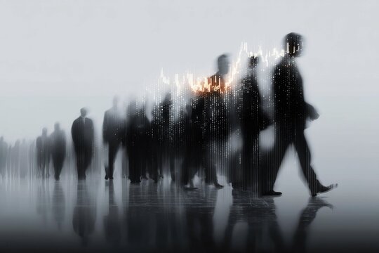 Business People Walking with Financial Data