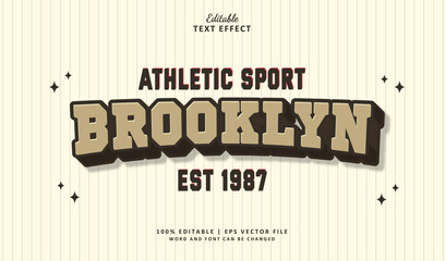 Brooklyn Athletic Sport Editable Text Effect Style 3d Retro Vintage Old School