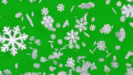 Textured Ice Crystal Transition with snowflake screen wipe distortion, green overlay, glitch, static noise, scan lines on black background, 4k animated video loop - Powered by Adobe