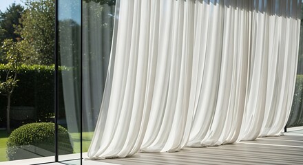 Elegant translucent curtains enhance modern minimalist interior ambience