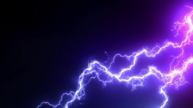 purple lightning stream on black background