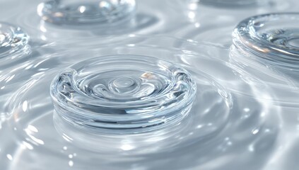 Rippling liquid surface with transparent circular formations