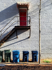 NC Cornelius Red Door Above City Trash Bins 5 2025