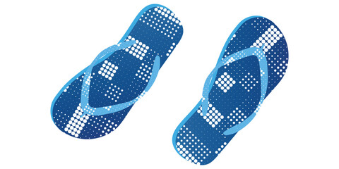 Navy flip-flops with white polka dots