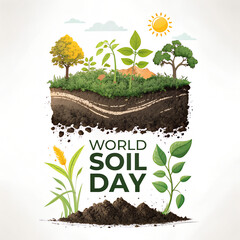 World Soil Day Minimal Illustration, Eco Soil Conservation Graphic, Soil Health Awareness Design, Sustainable Agriculture Soil Texture Art, Clean Minimal Earth Layers Concept