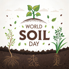 World Soil Day Minimal Illustration, Eco Soil Conservation Graphic, Soil Health Awareness Design, Sustainable Agriculture Soil Texture Art, Clean Minimal Earth Layers Concept