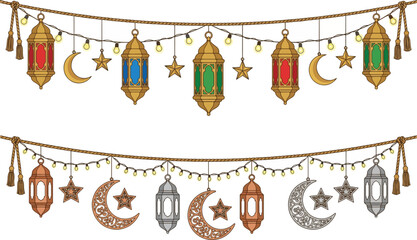 Set of Islamic Arabic Garland border