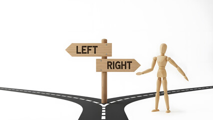 分かれ道で進む方向を選択するデッサン人形