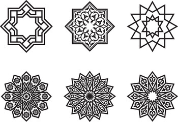 Set of islamic arabic stars icons