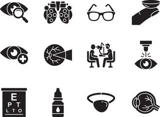 Set oftalmology icon isolated on white