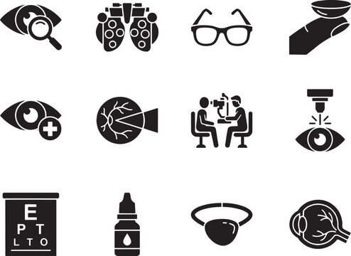 Set oftalmology icon isolated on white